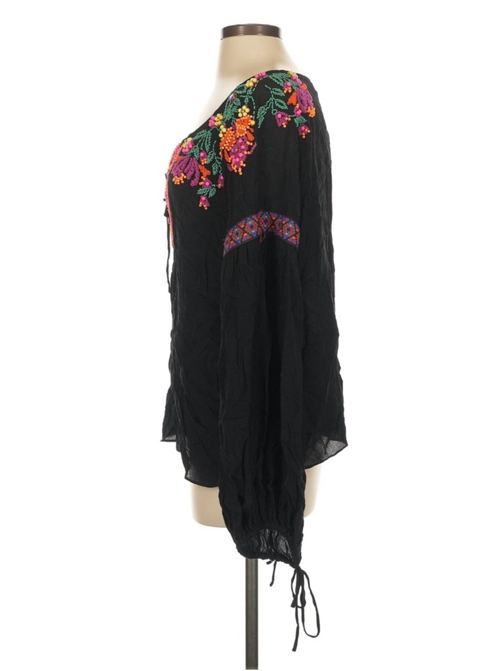 PatBO Black Beaded Long Sleeve Tunic Top ~ Sz 4 - Picture 5 of 6